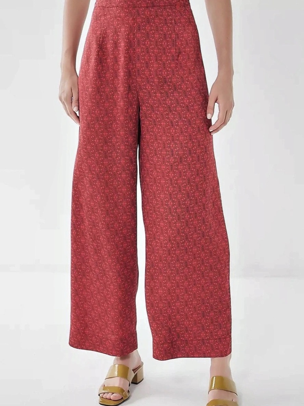 UO Satin Paisley Wide Leg Pant